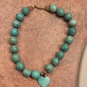 Turquoise Beaded Heart Necklace